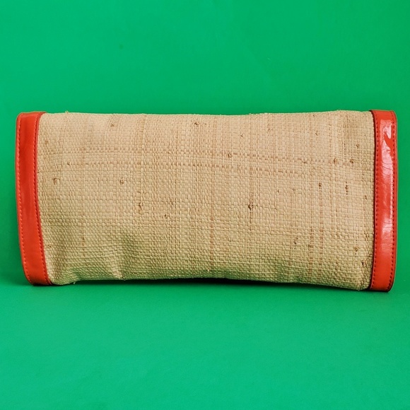 Straw Envelope Clutch w/Orange Trim - Picture 2 of 8